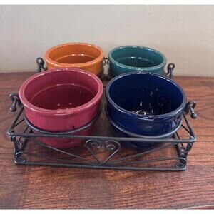 Vintage 5 Piece Bowl Set with Wire Metal Carrying Tray